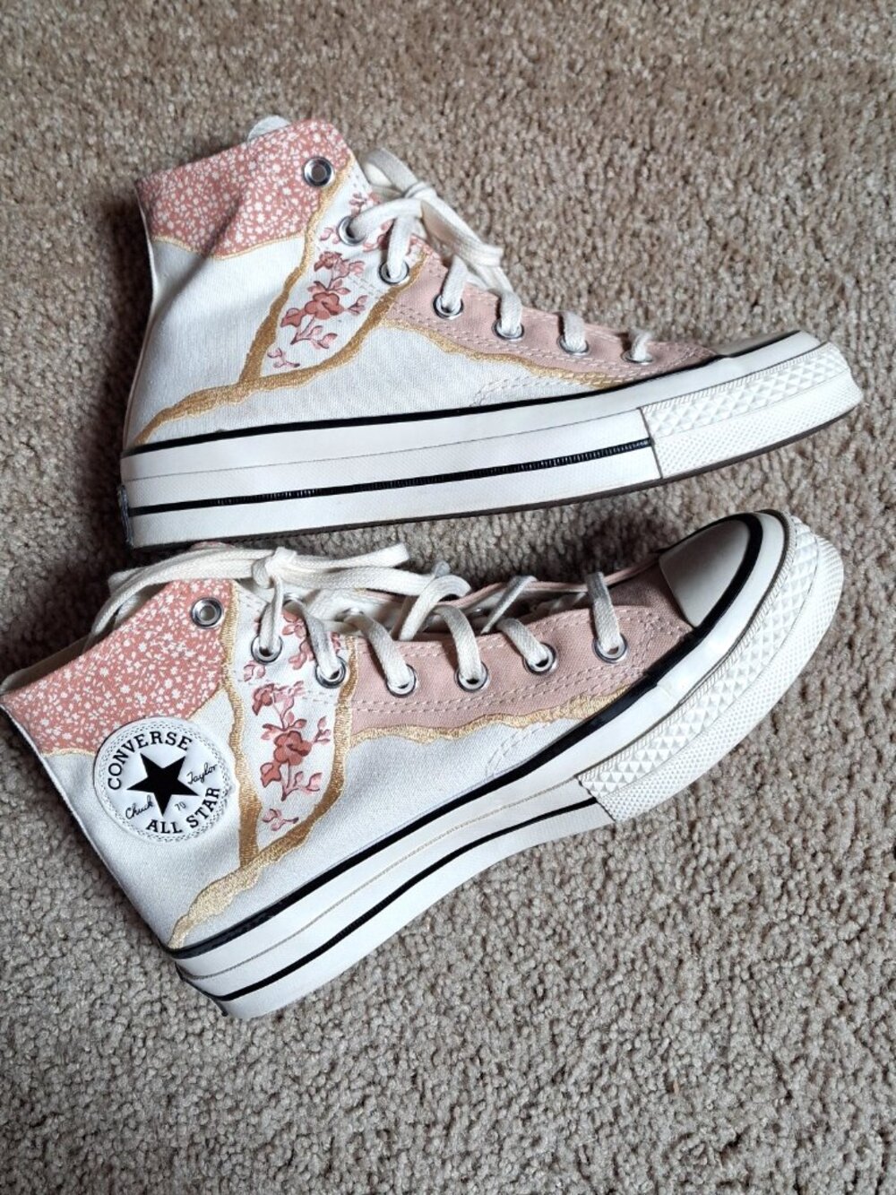 Women's CONVERSE Chuck 70 High Metallic Floral sneakers sz W 7.5